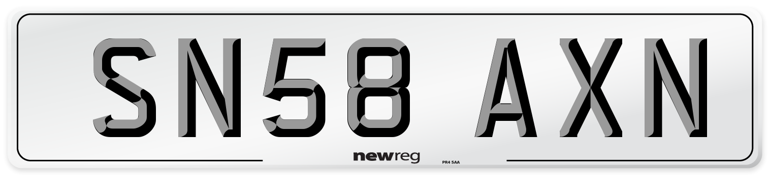SN58 AXN Number Plate from New Reg